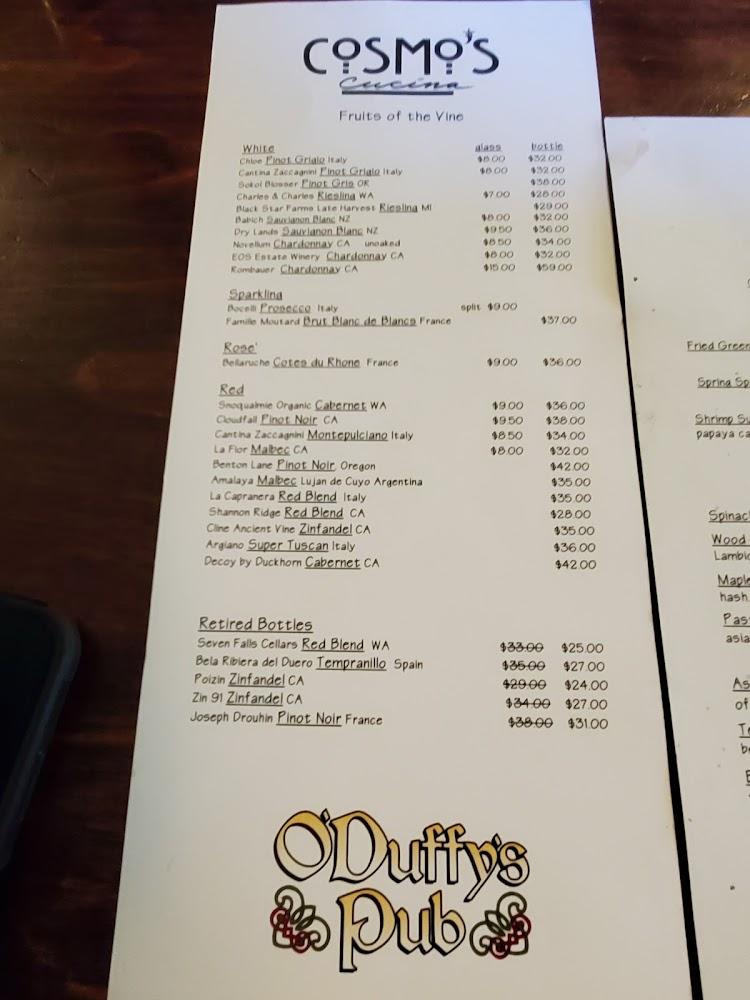 Cosmo's Cucina & O'Duffy's Pub Menu image 3