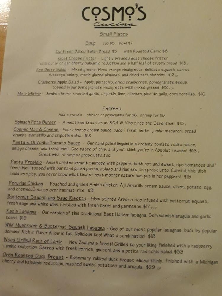 Cosmo's Cucina & O'Duffy's Pub Menu image 4